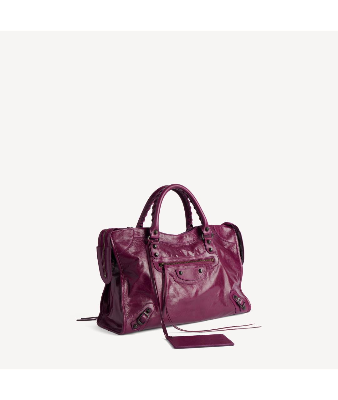 BALENCIAGA Фиолетовая кожаная сумка с короткими ручками, фото 2