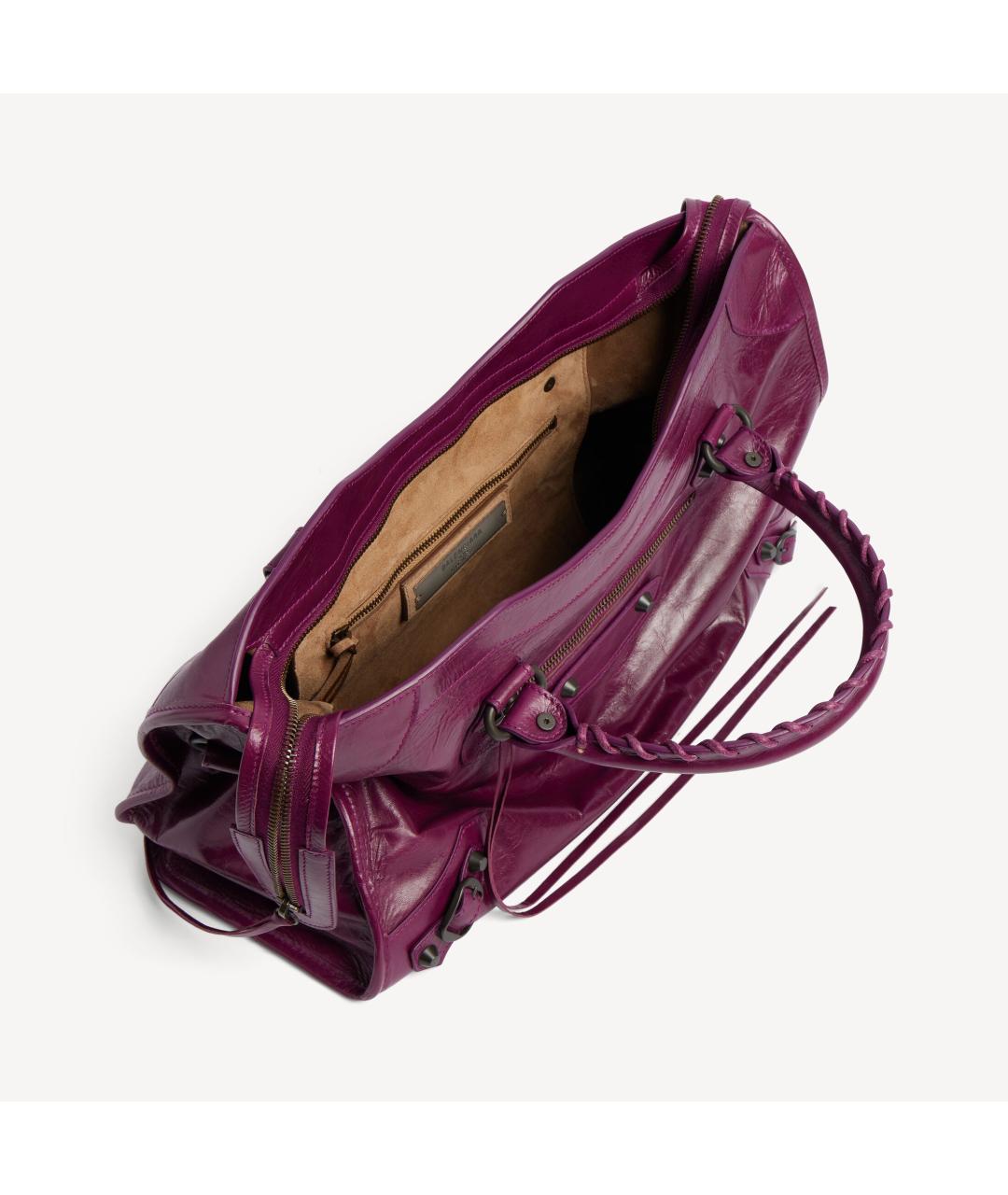 BALENCIAGA Фиолетовая кожаная сумка с короткими ручками, фото 5