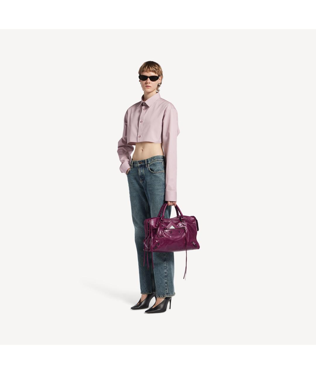 BALENCIAGA Фиолетовая кожаная сумка с короткими ручками, фото 7