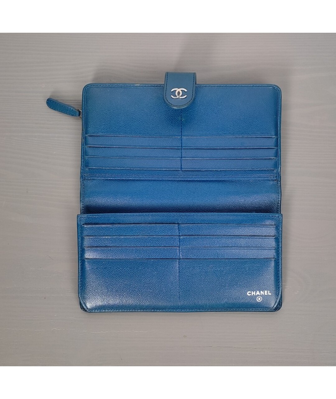CHANEL PRE-OWNED Голубой кожаный кошелек, фото 3