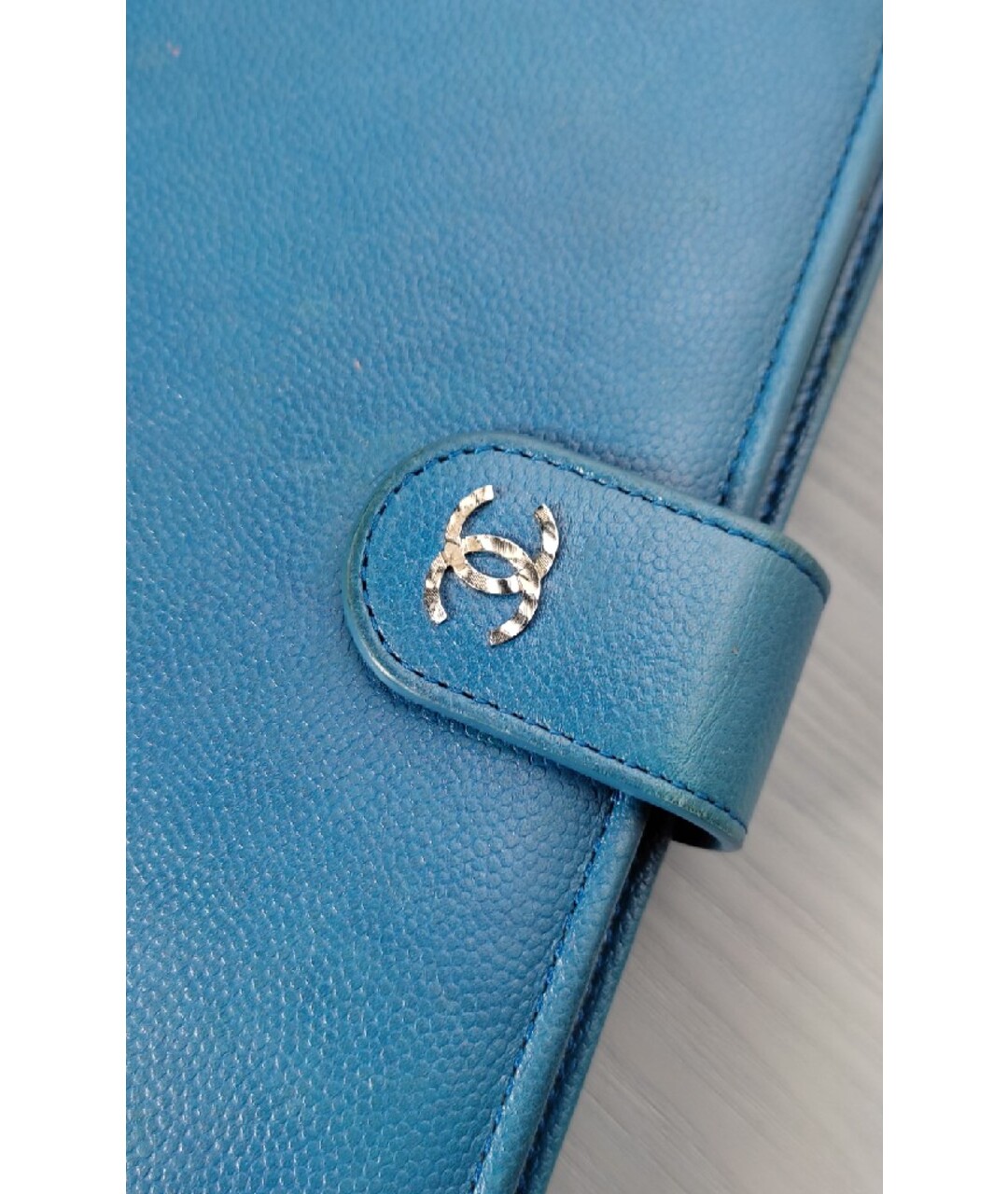 CHANEL PRE-OWNED Голубой кожаный кошелек, фото 4