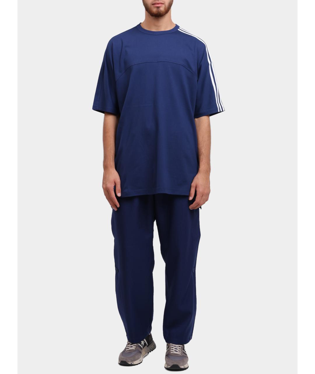 Y-3 Синяя хлопковая футболка, фото 2