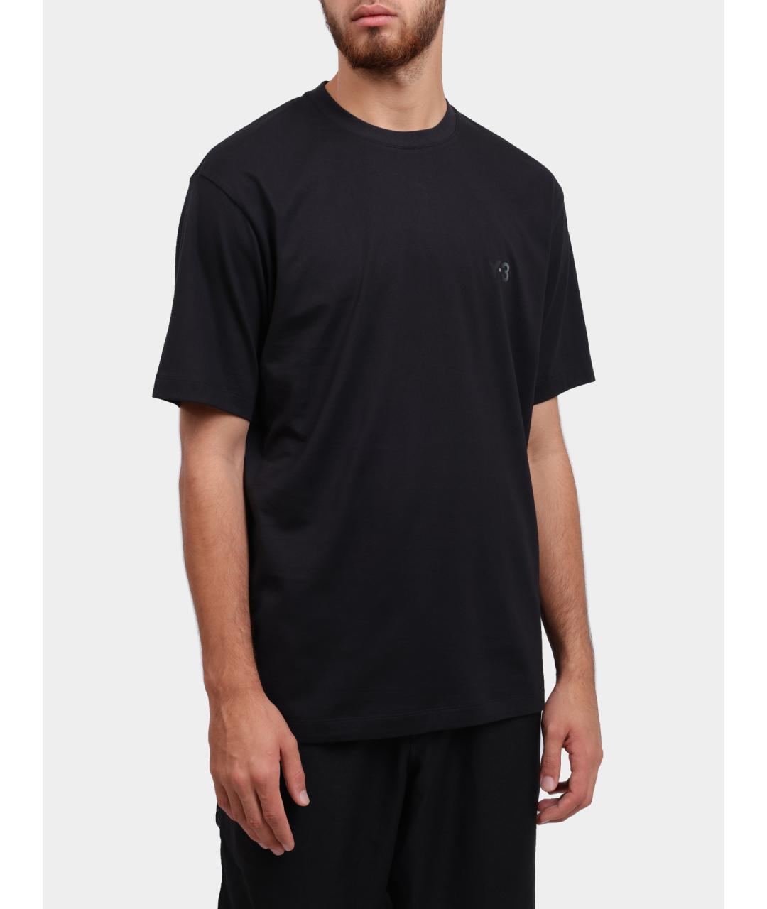 Y-3 Черная хлопковая футболка, фото 3