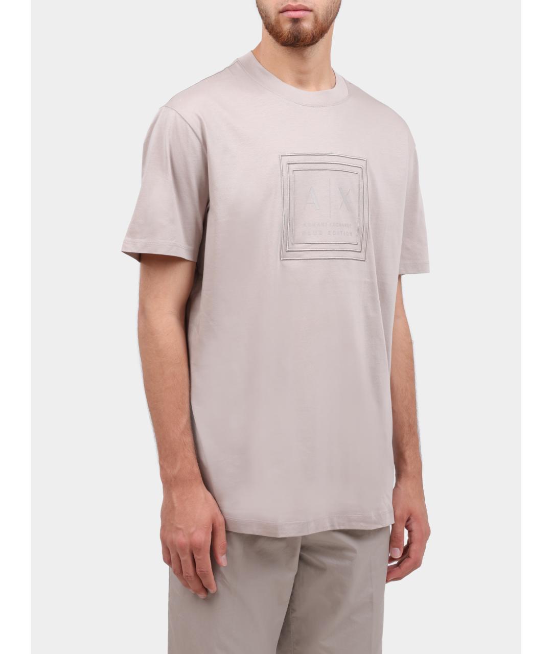 ARMANI EXCHANGE Бежевая хлопковая футболка, фото 3