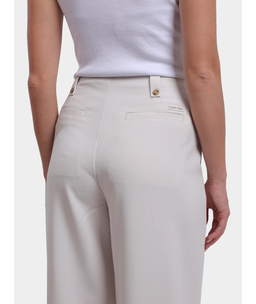 CALVIN KLEIN Белые полиэстеровые прямые брюки, фото 5