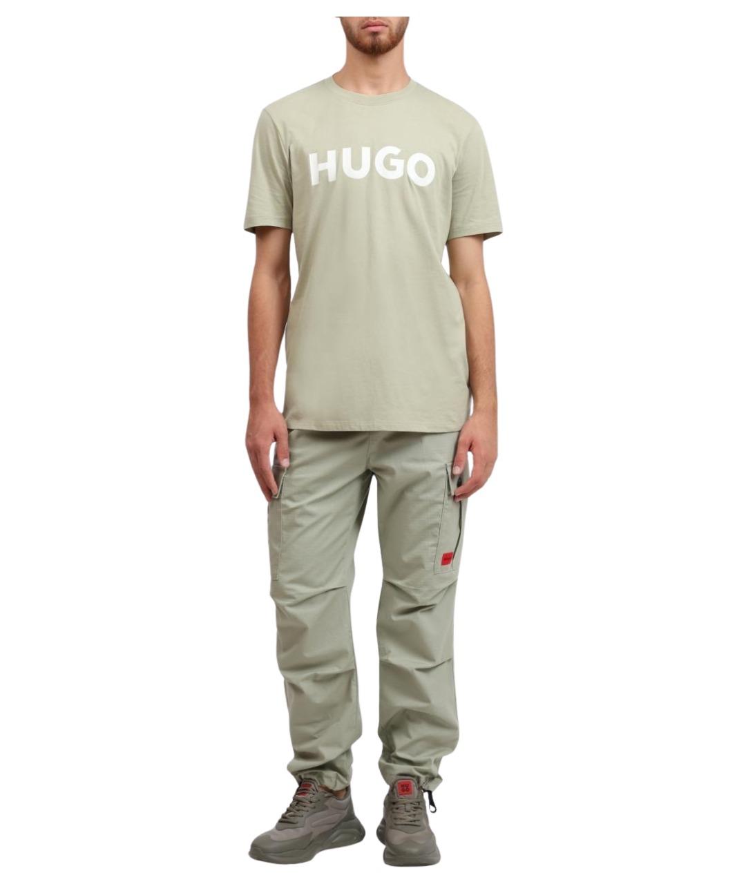 HUGO Зеленые хлопковые повседневные брюки, фото 1