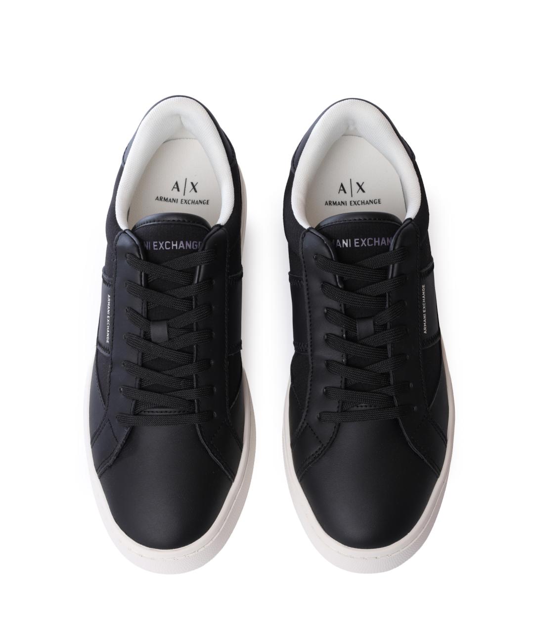 ARMANI EXCHANGE Черные низкие кроссовки / кеды из искусственной кожи, фото 3