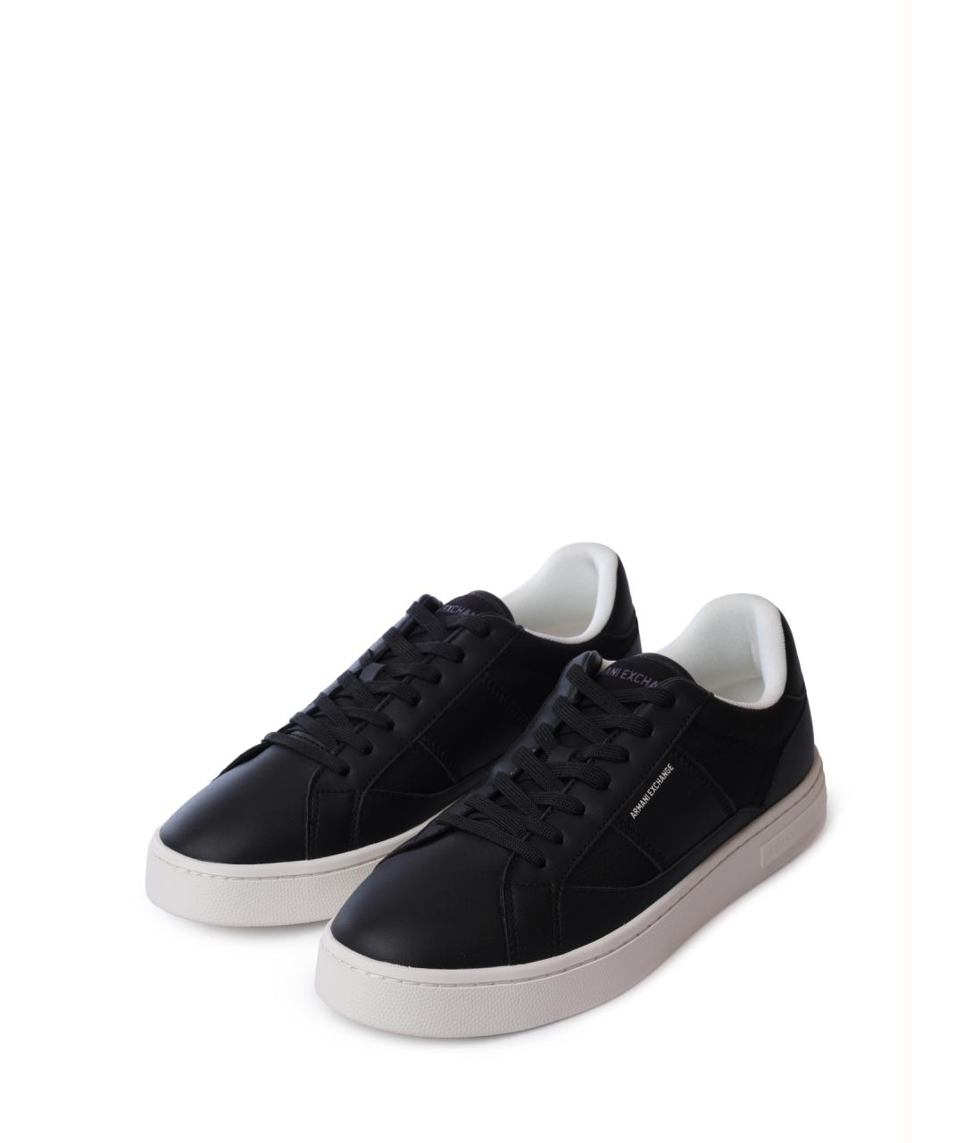 ARMANI EXCHANGE Черные низкие кроссовки / кеды из искусственной кожи, фото 2