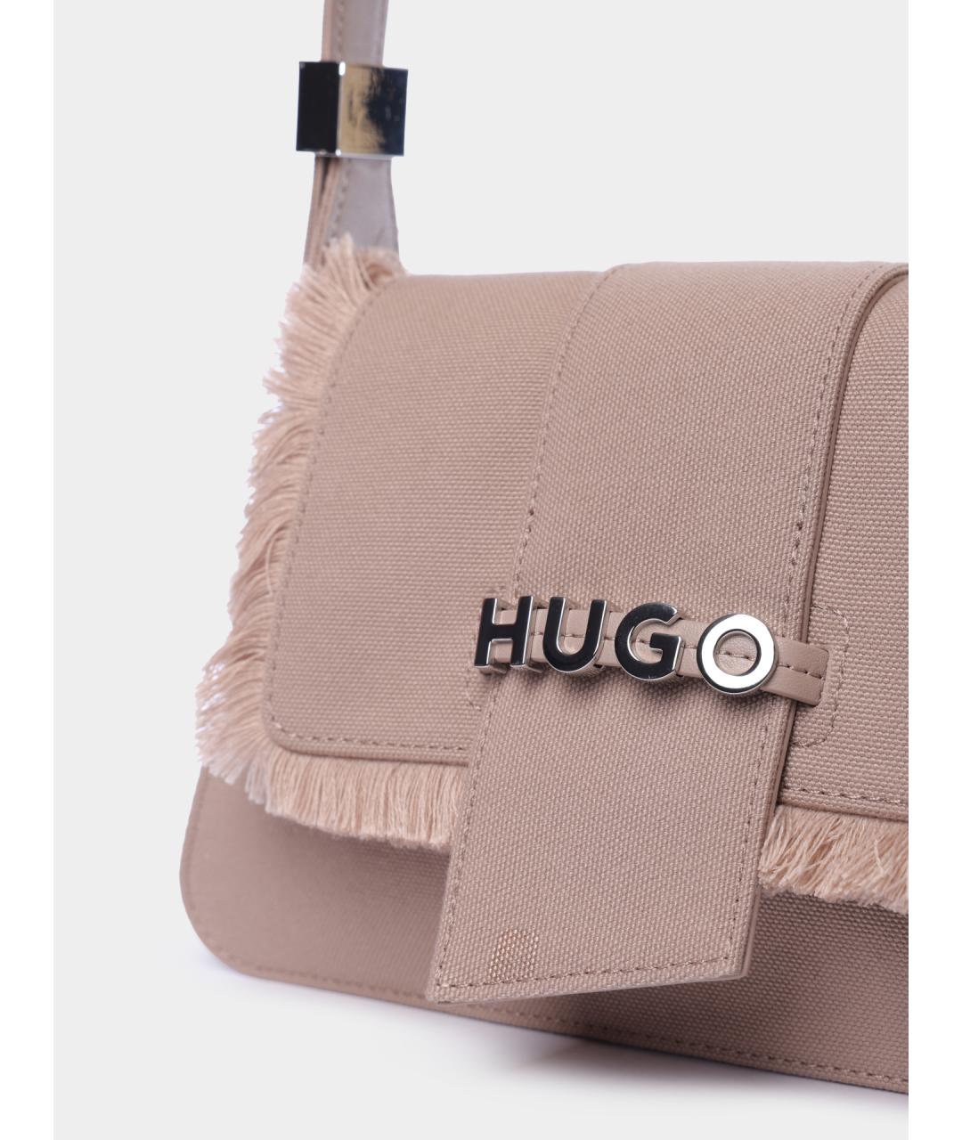 HUGO BOSS Бежевая тканевая сумка через плечо, фото 3
