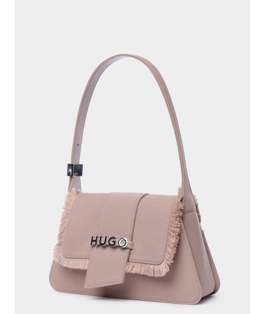 HUGO BOSS Бежевая тканевая сумка через плечо, фото 2