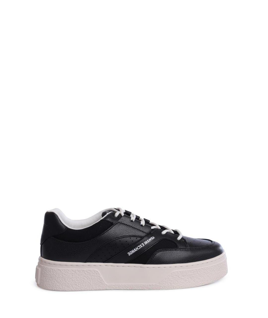 ARMANI EXCHANGE Черные кожаные низкие кроссовки / кеды, фото 1