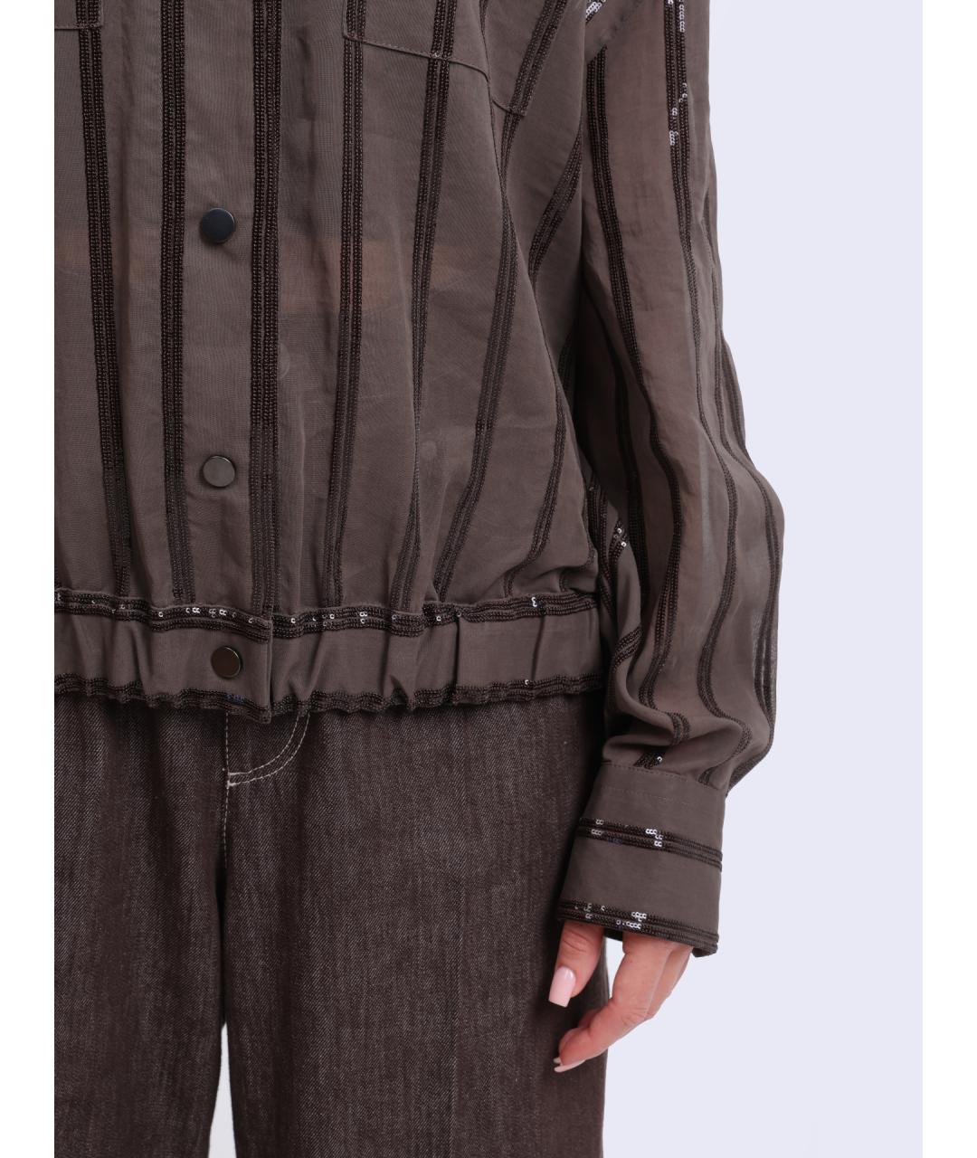 BRUNELLO CUCINELLI Коричневая хлопковая рубашка, фото 3