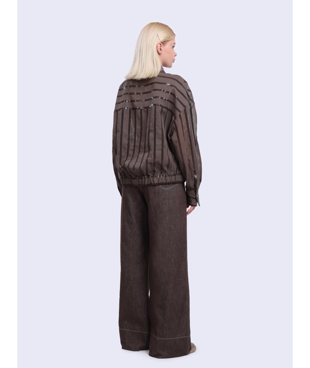 BRUNELLO CUCINELLI Коричневые хлопковые прямые джинсы, фото 4