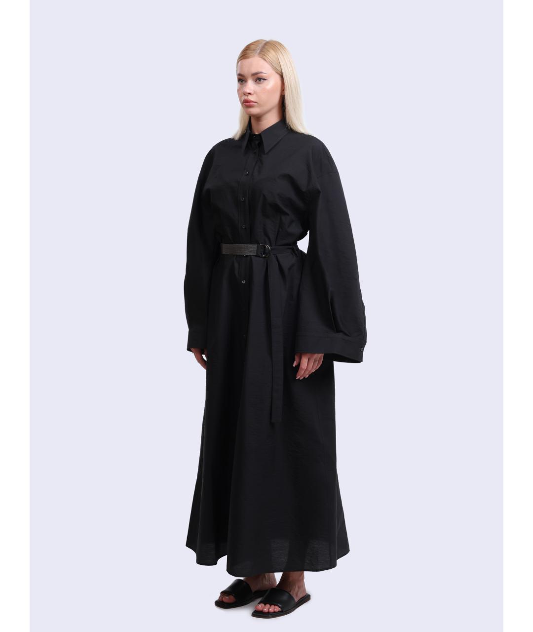 BRUNELLO CUCINELLI Черное хлопковое повседневное платье, фото 4
