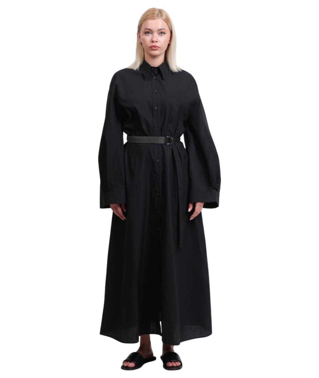 BRUNELLO CUCINELLI Черное хлопковое повседневное платье, фото 1