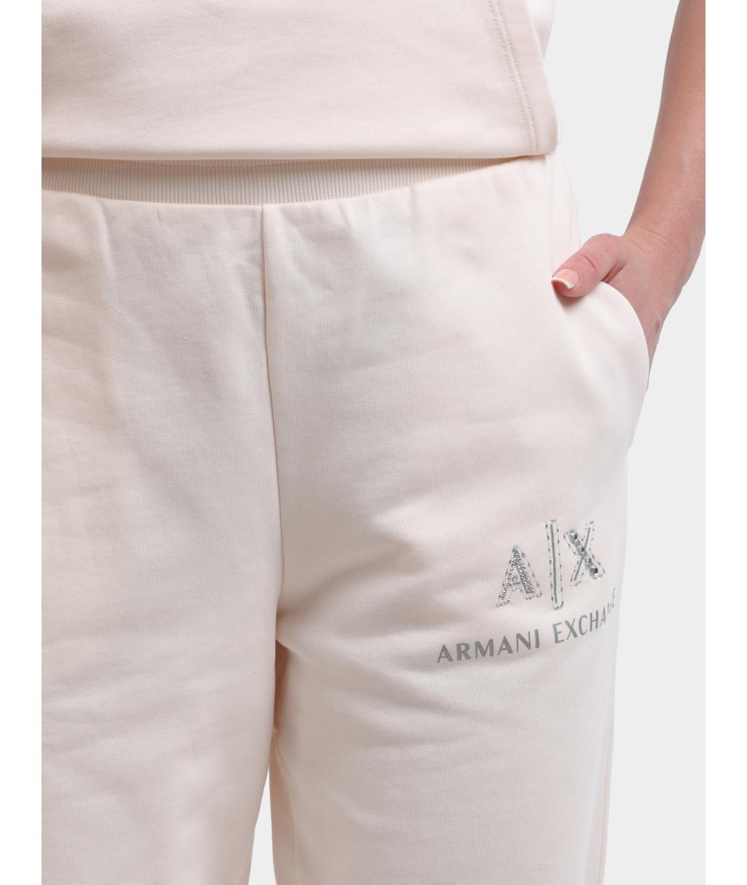 ARMANI EXCHANGE Бежевые хлопковые спортивные брюки и шорты, фото 4