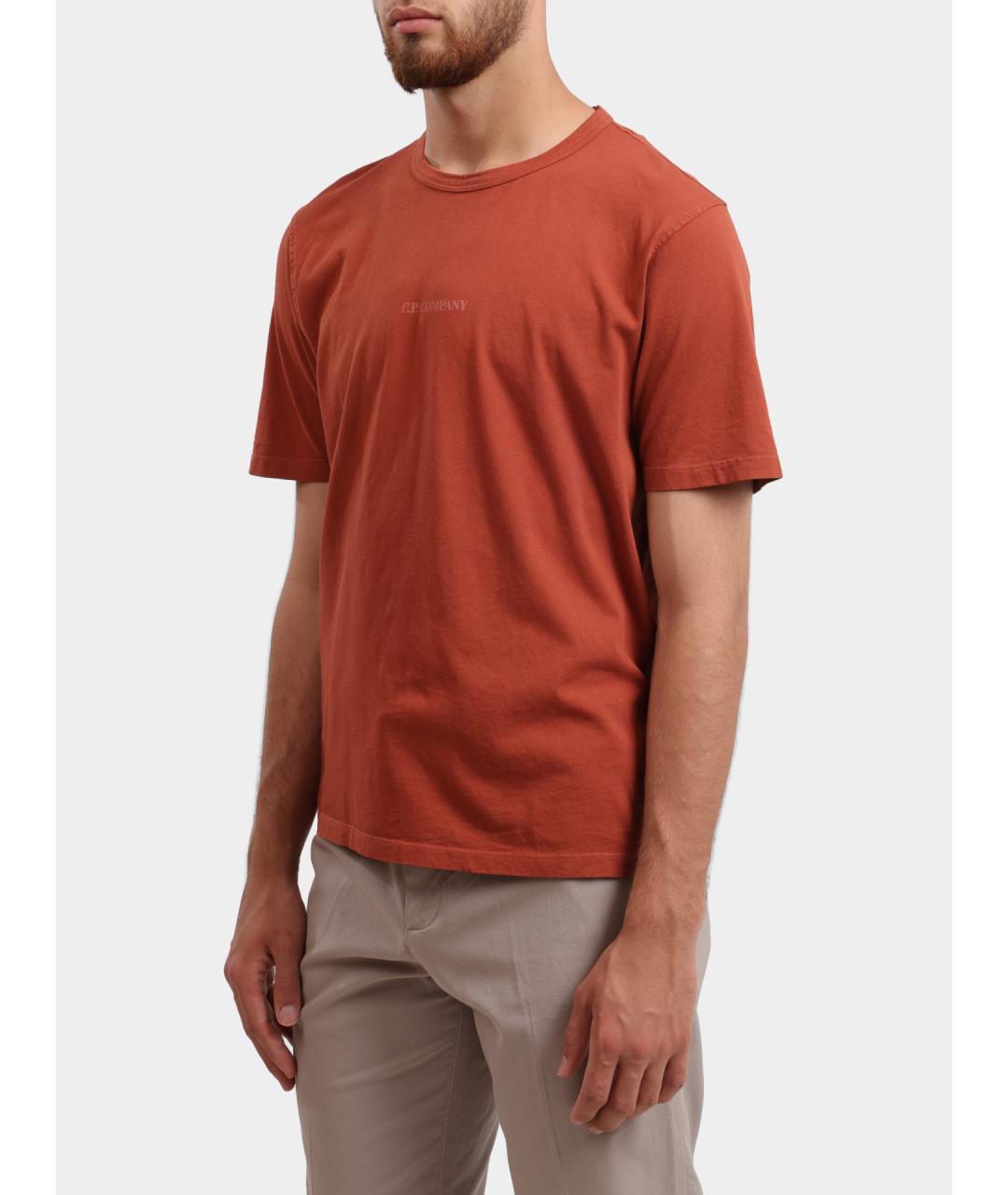 CP COMPANY Коричневая хлопковая футболка, фото 3
