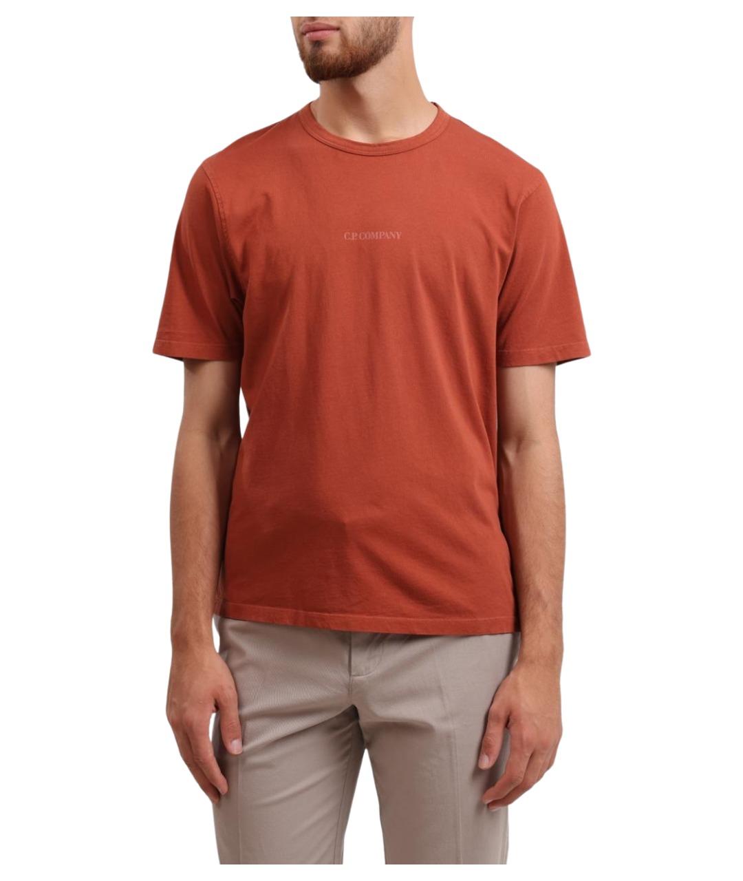 CP COMPANY Коричневая хлопковая футболка, фото 1