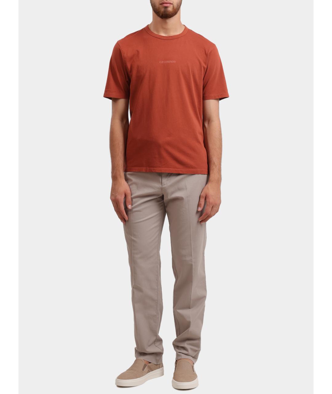 CP COMPANY Коричневая хлопковая футболка, фото 2