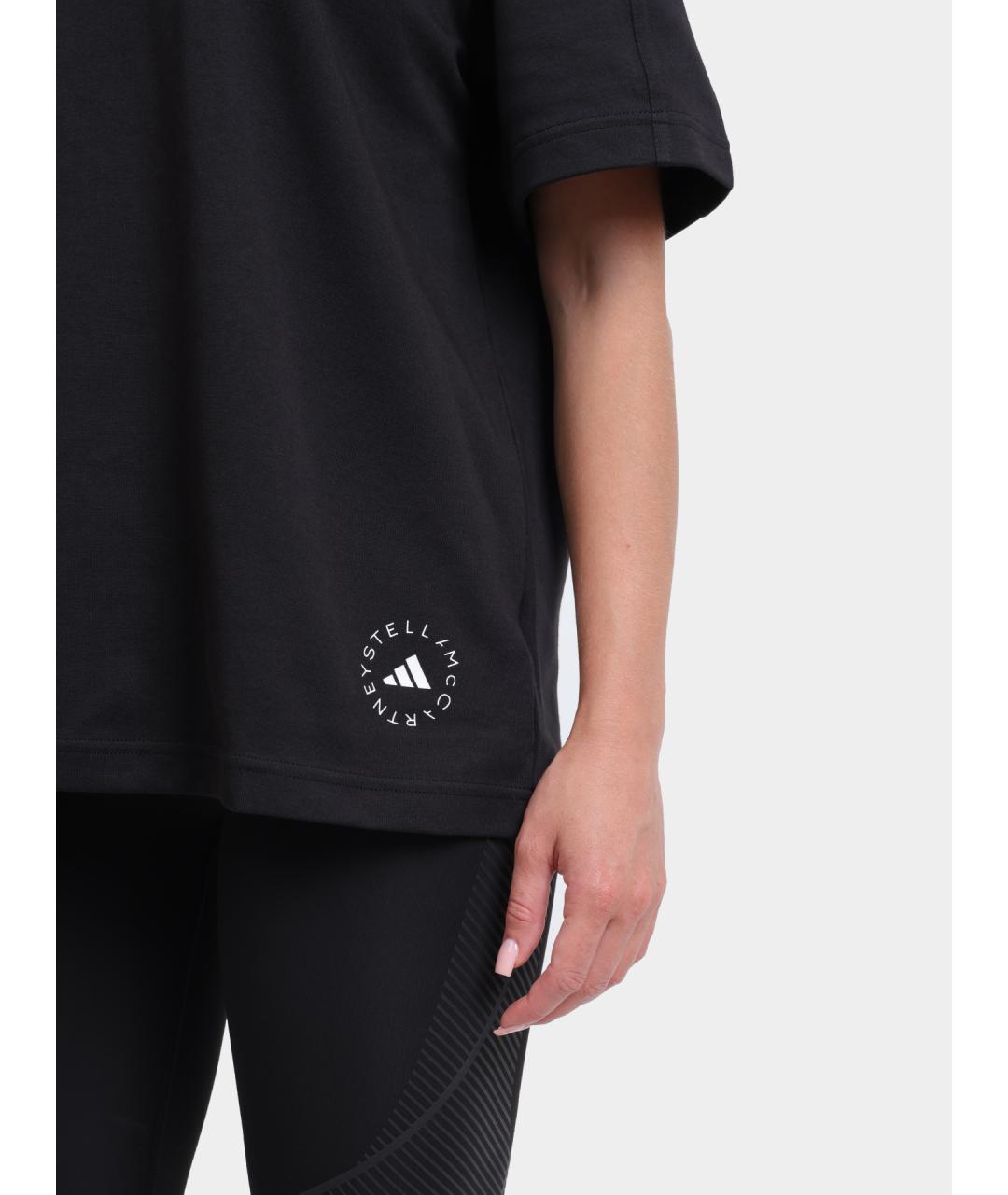ADIDAS BY STELLA MCCARTNEY Черная хлопковая футболка, фото 4