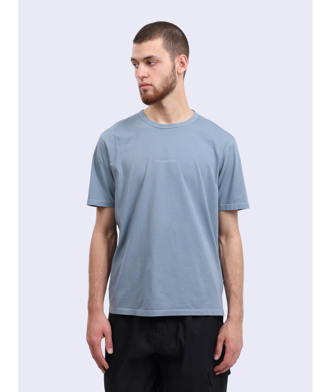 CP COMPANY Голубая хлопковая футболка, фото 2