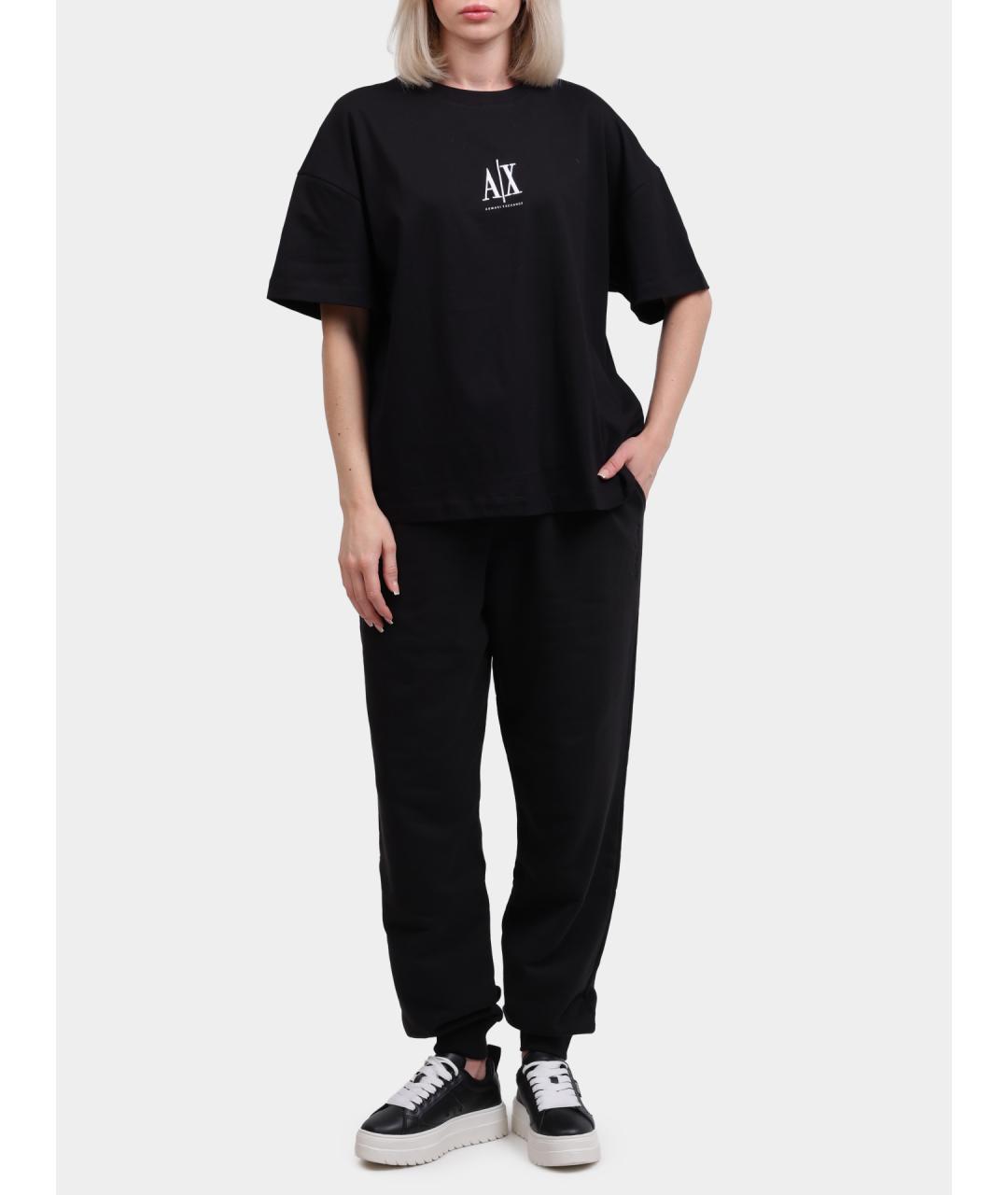 ARMANI EXCHANGE Черные хлопковые спортивные брюки и шорты, фото 2