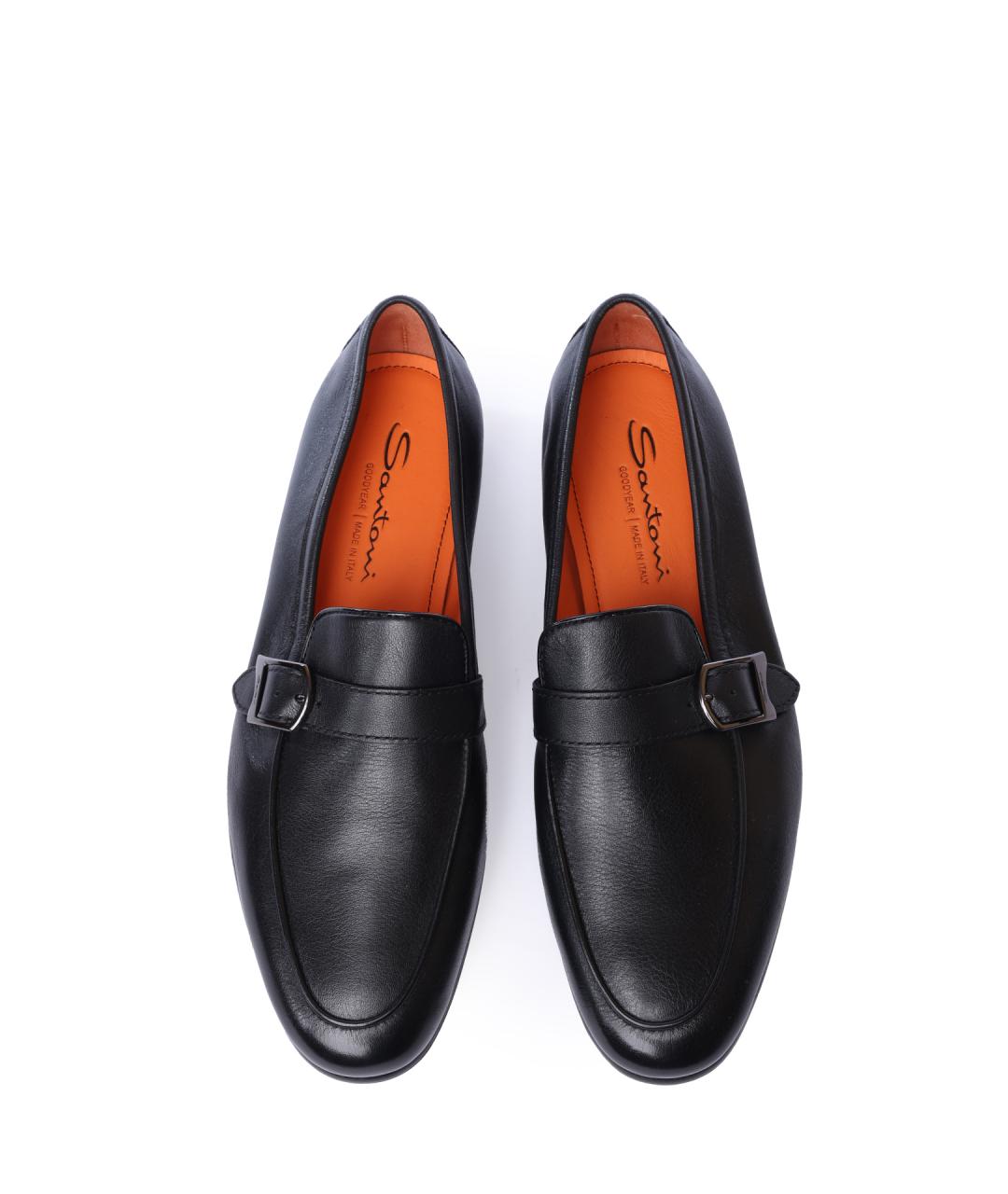 SANTONI Черные кожаные лоферы, фото 4