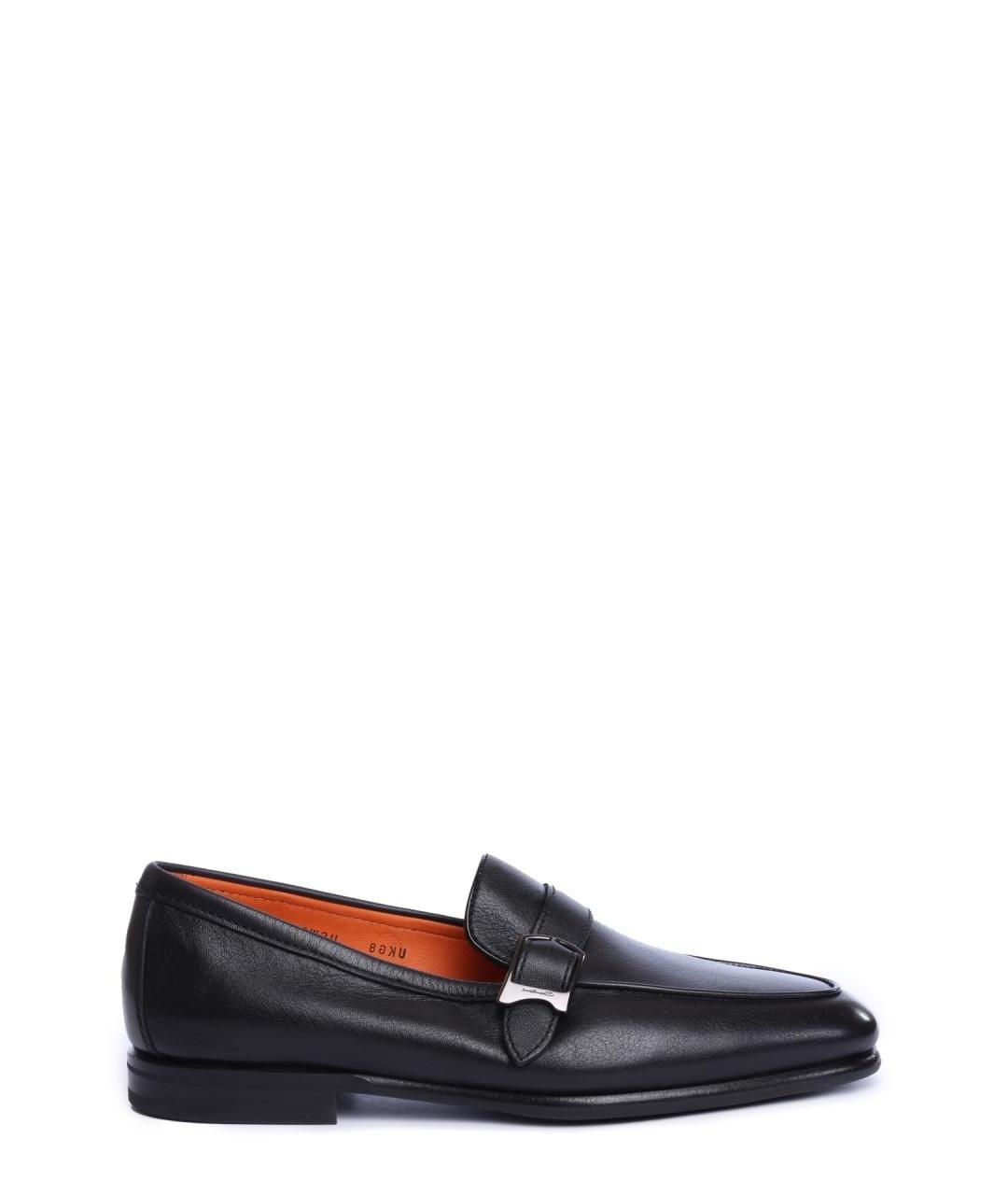 SANTONI Черные кожаные лоферы, фото 1