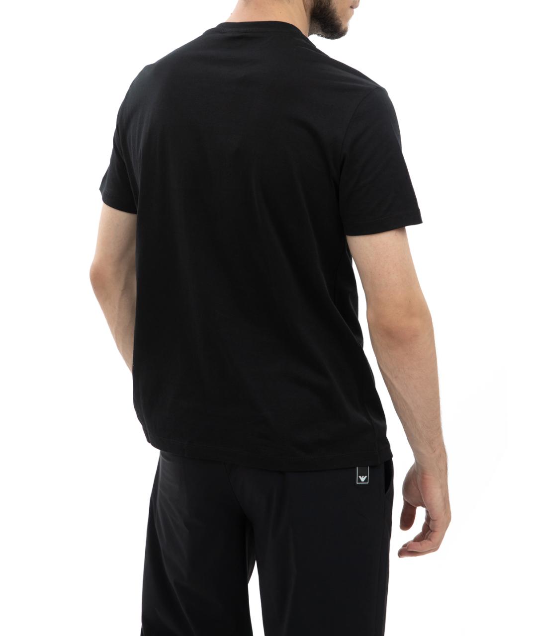 EMPORIO ARMANI Черная хлопковая футболка, фото 2