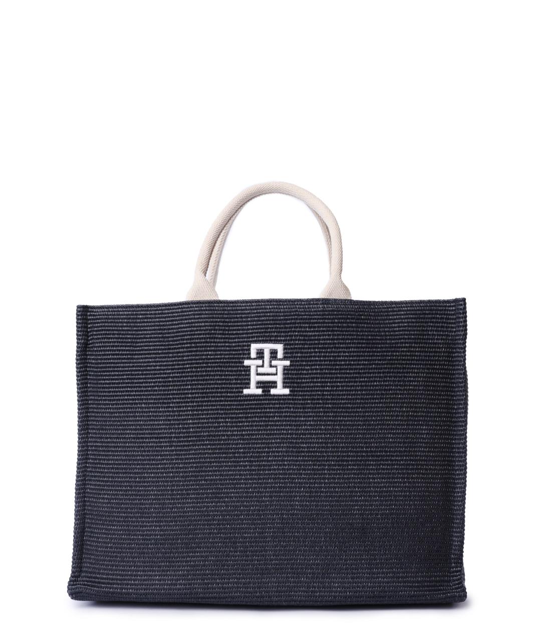 TOMMY HILFIGER Темно-синяя тканевая сумка тоут, фото 1
