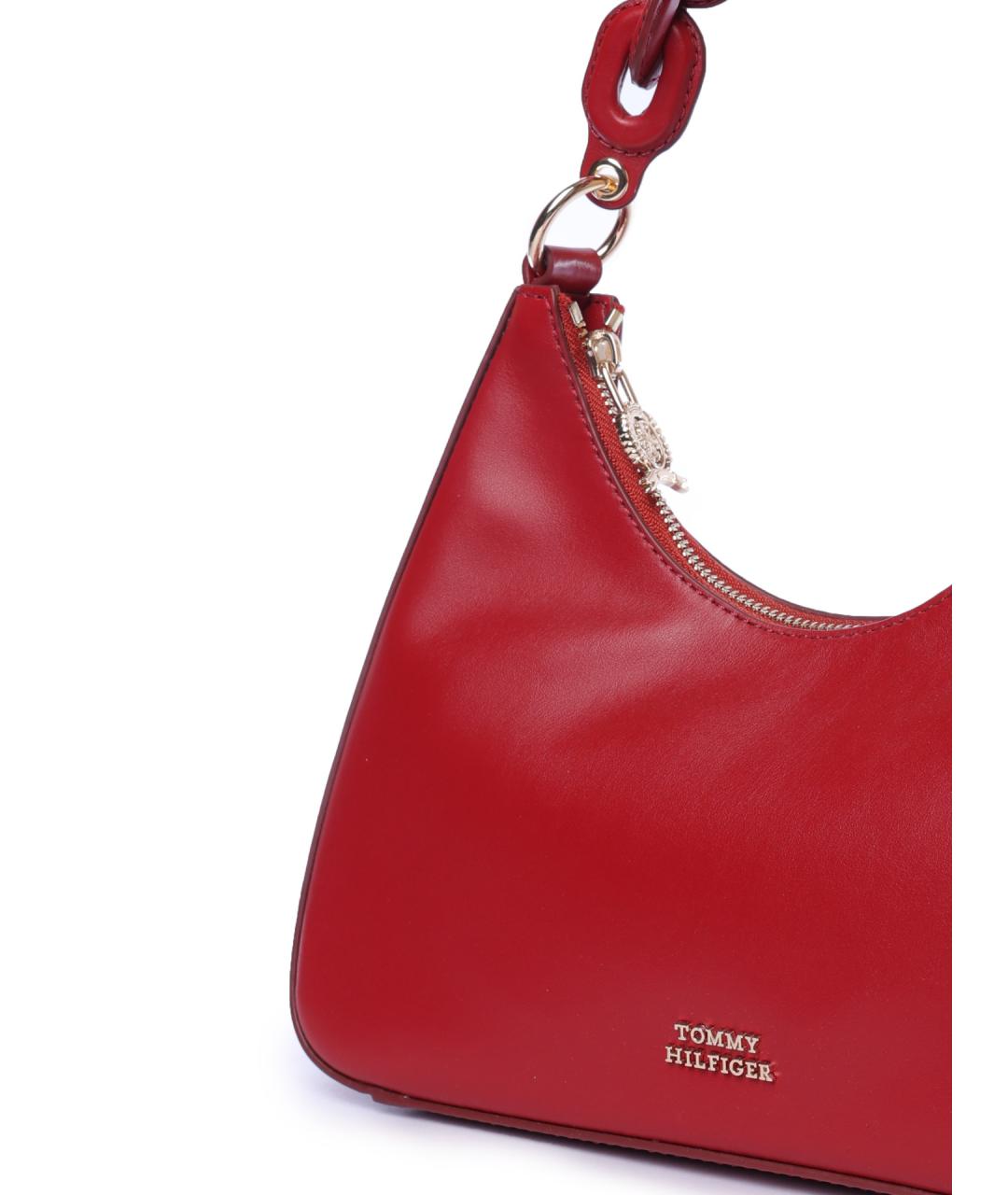 TOMMY HILFIGER Красная кожаная сумка через плечо, фото 4