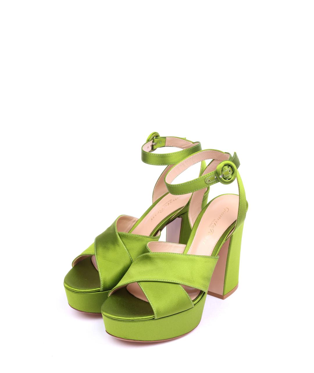 GIANVITO ROSSI Зеленые текстильные босоножки, фото 4