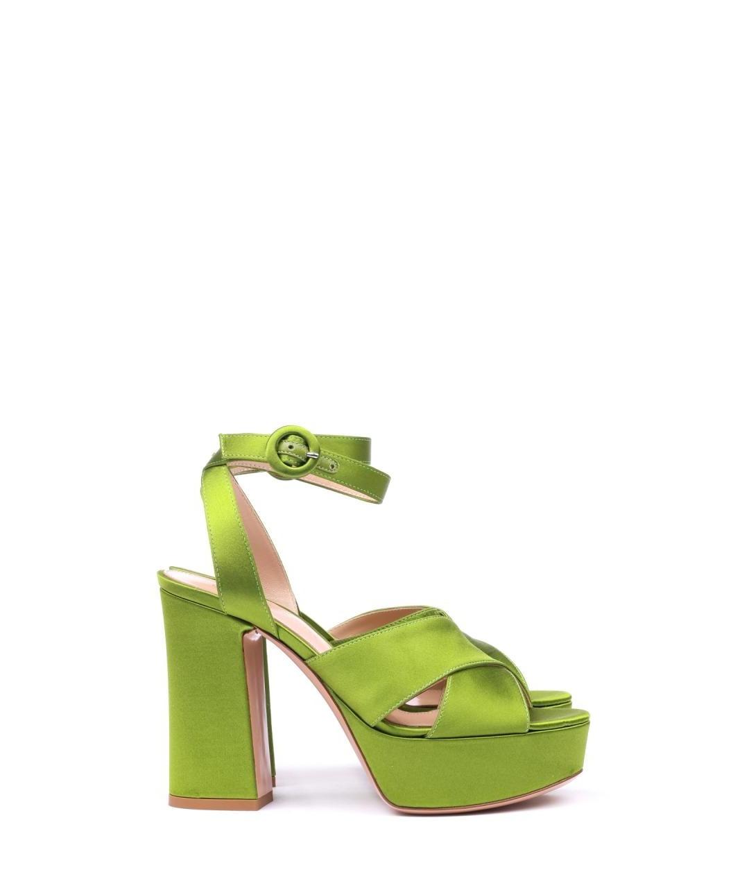 GIANVITO ROSSI Зеленые текстильные босоножки, фото 1