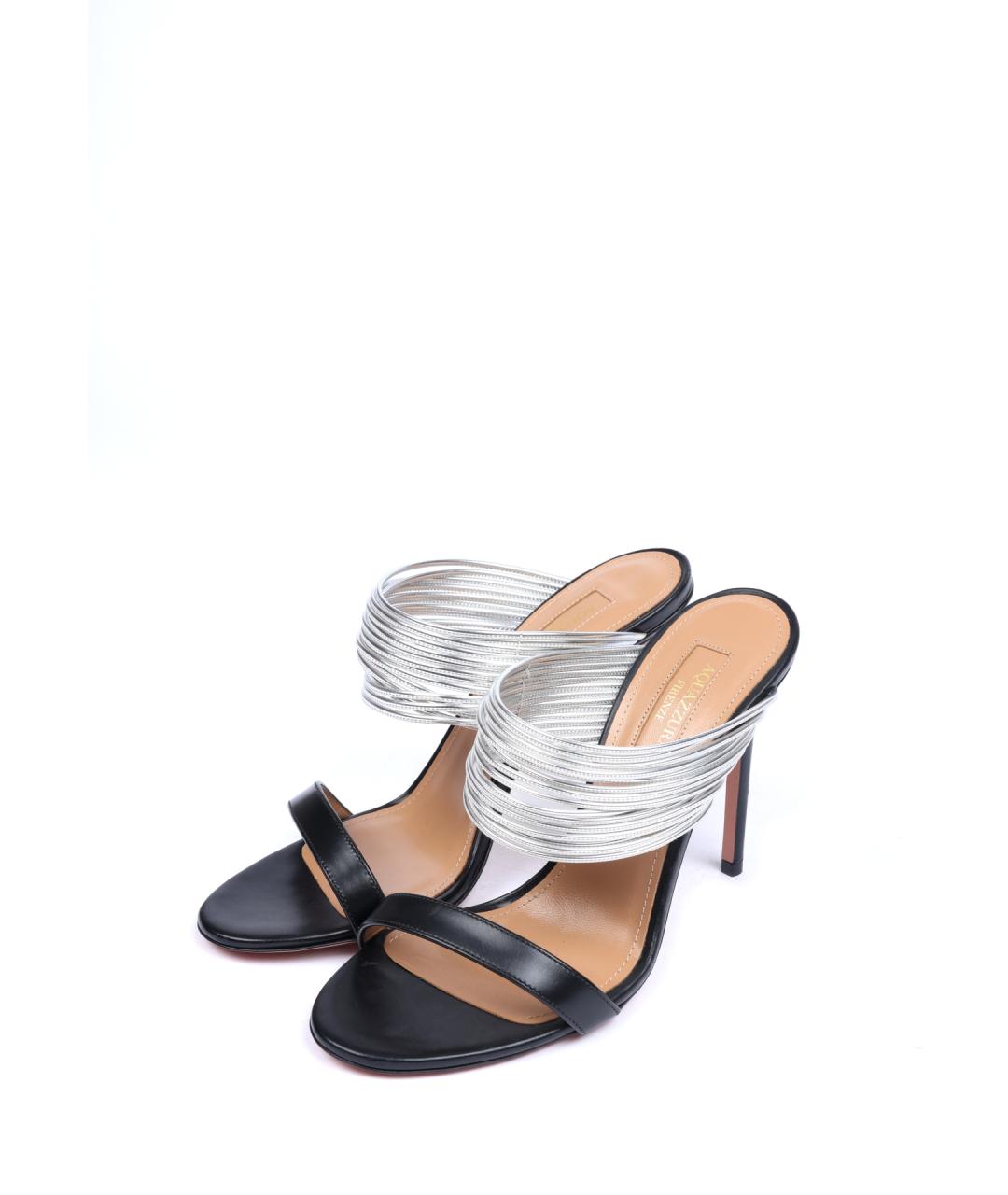 AQUAZZURA Черные кожаные босоножки, фото 2