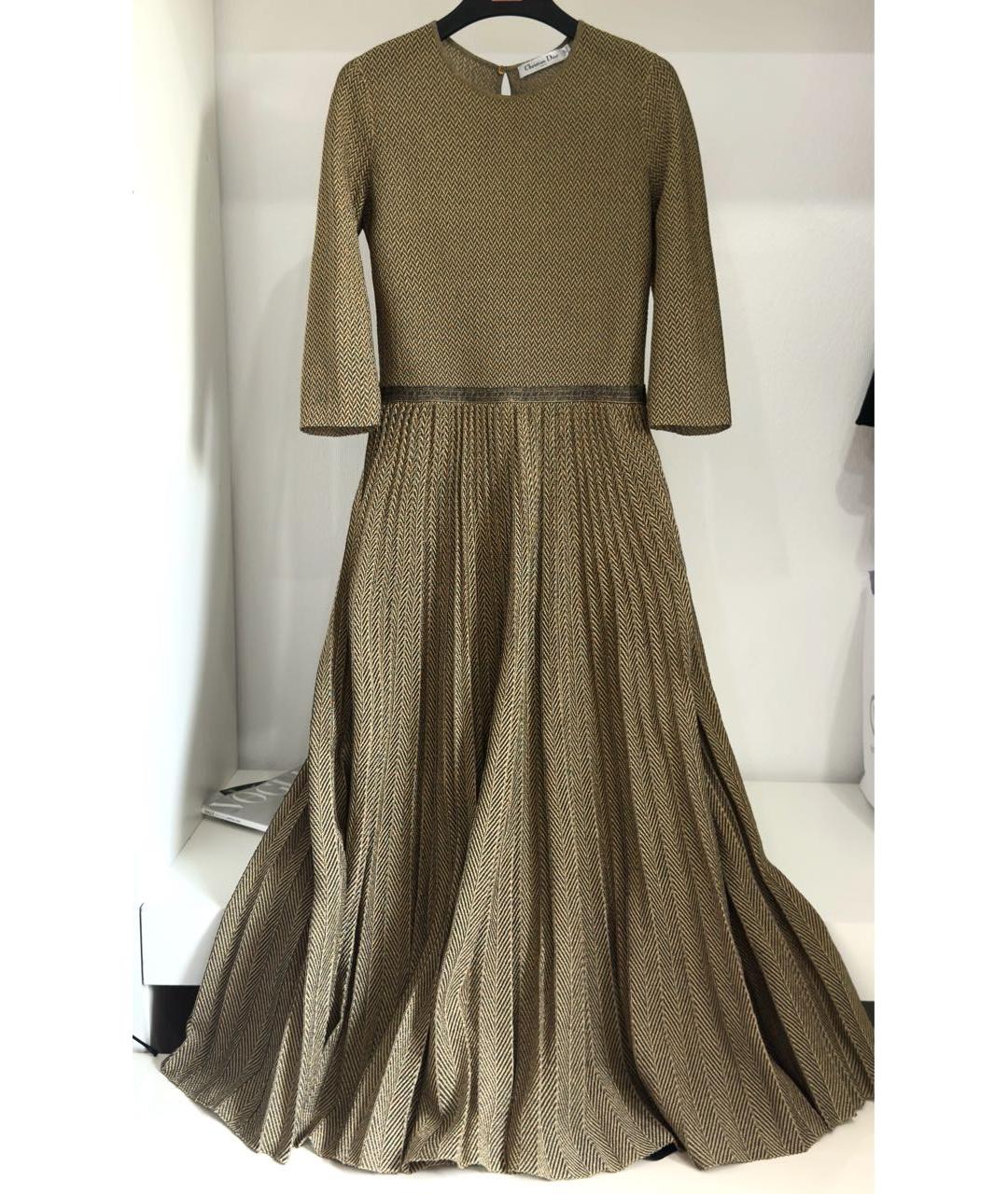 CHRISTIAN DIOR Золотое полиэстеровое коктейльное платье, фото 9