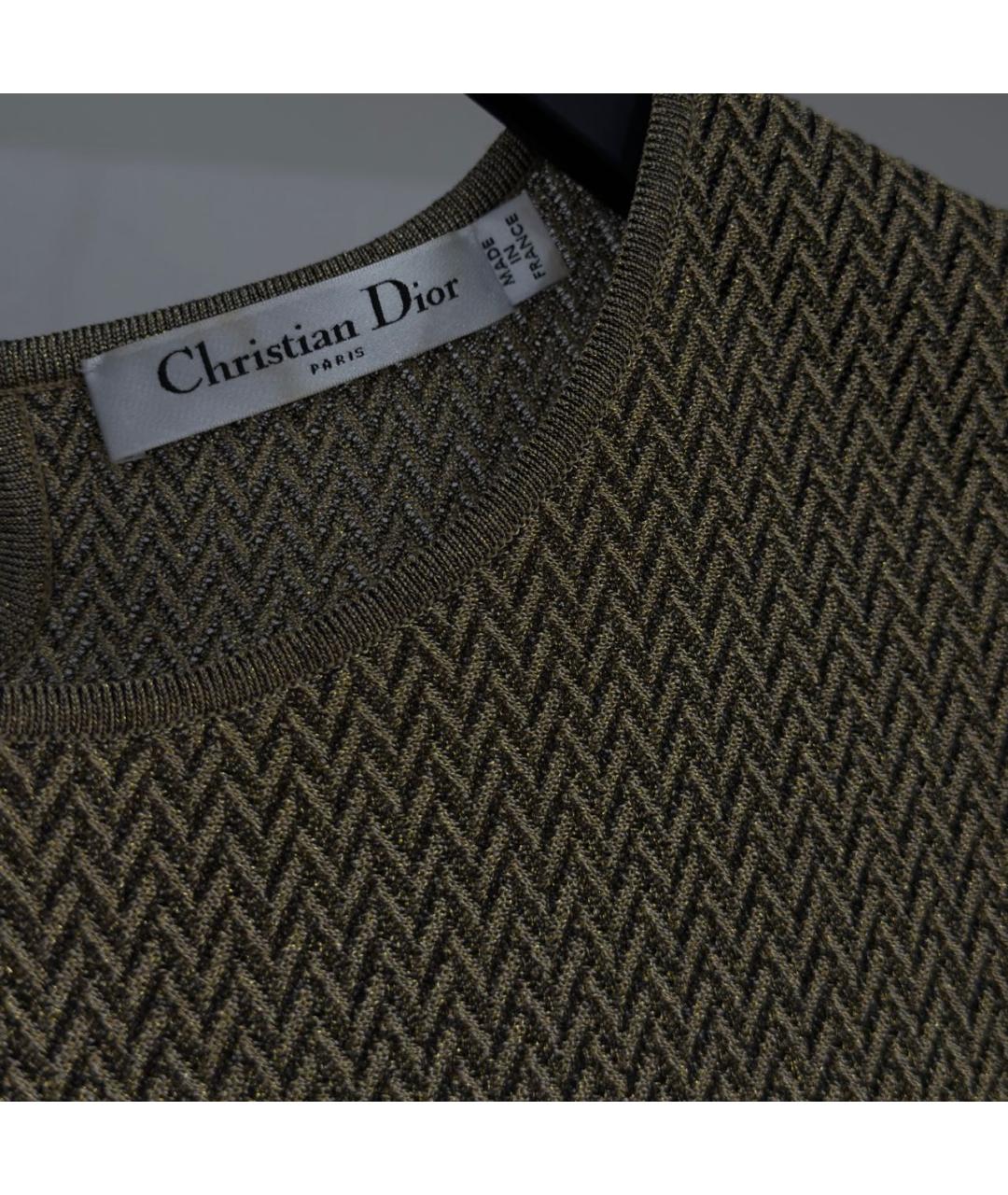 CHRISTIAN DIOR Золотое полиэстеровое коктейльное платье, фото 3
