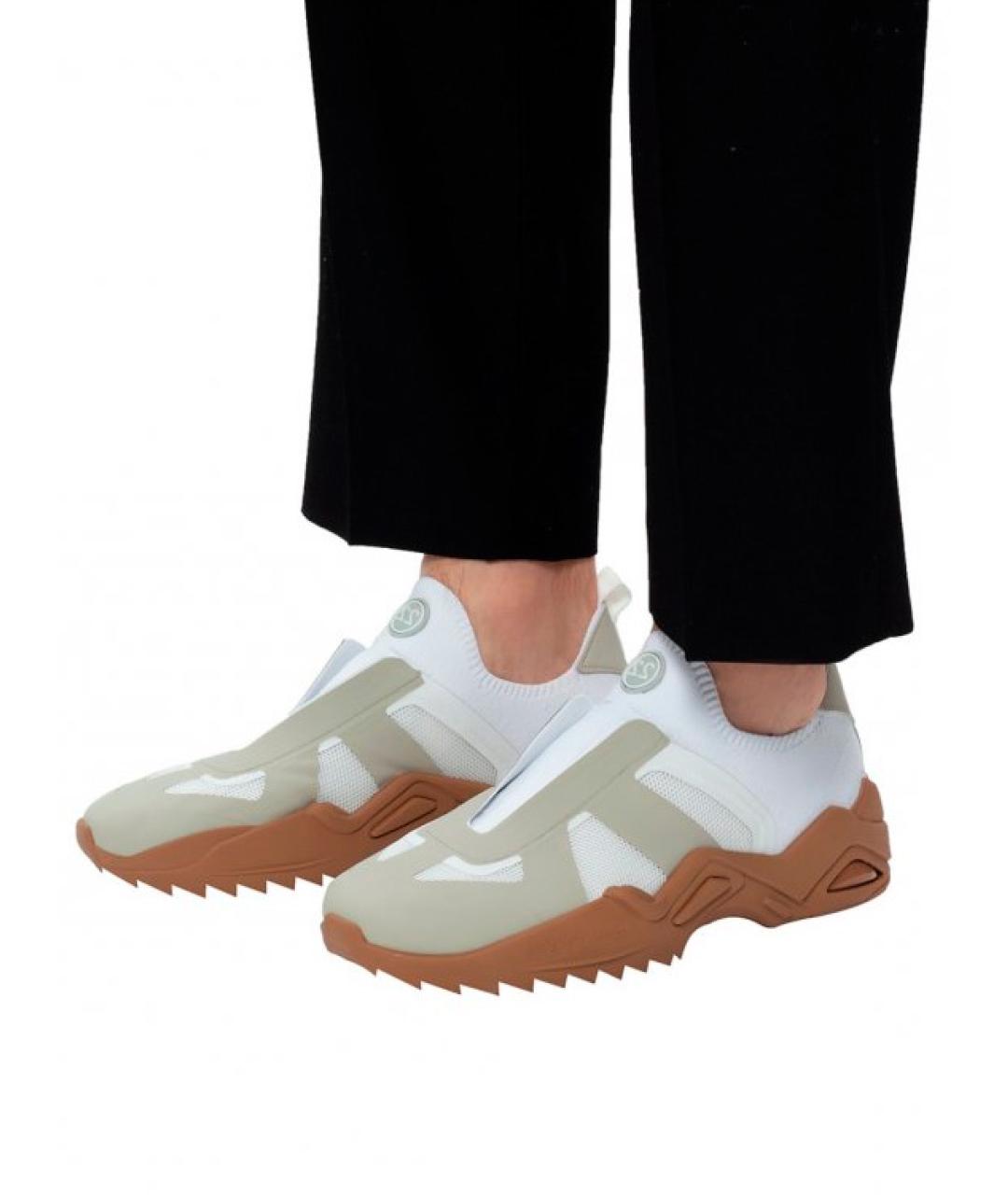 MAISON MARGIELA Серые текстильные низкие кроссовки / кеды, фото 4