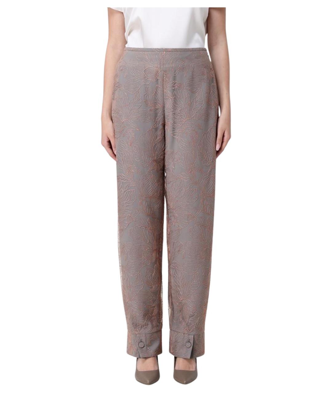 EMPORIO ARMANI Бежевые полиэстеровые прямые брюки, фото 1