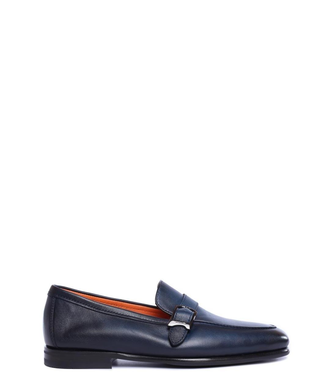 SANTONI Темно-синие кожаные лоферы, фото 1