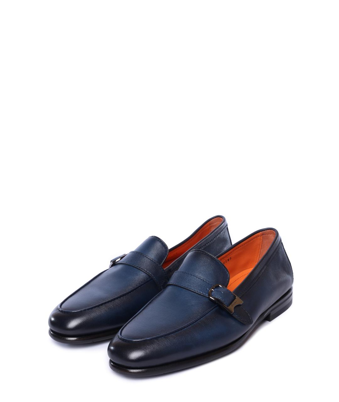 SANTONI Темно-синие кожаные лоферы, фото 2