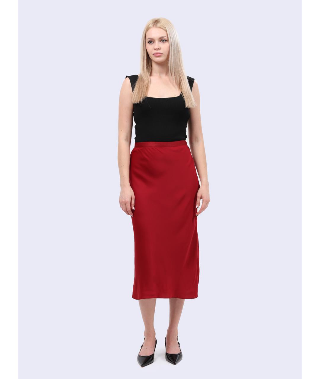 CALVIN KLEIN Красная полиэстеровая юбка миди, фото 2