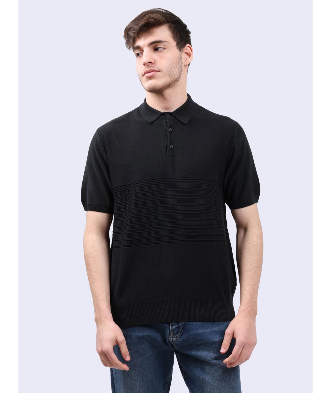 ARMANI EXCHANGE Черное хлопковое поло с коротким рукавом, фото 2