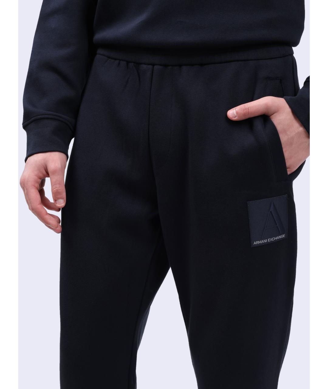 ARMANI EXCHANGE Темно-синие хлопковые повседневные брюки, фото 4