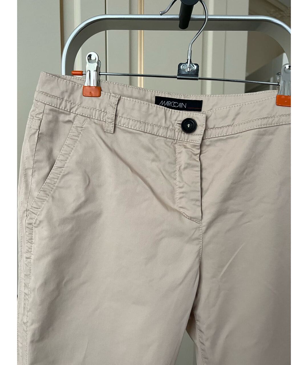 MARC CAIN Бежевые хлопко-эластановые брюки узкие, фото 3