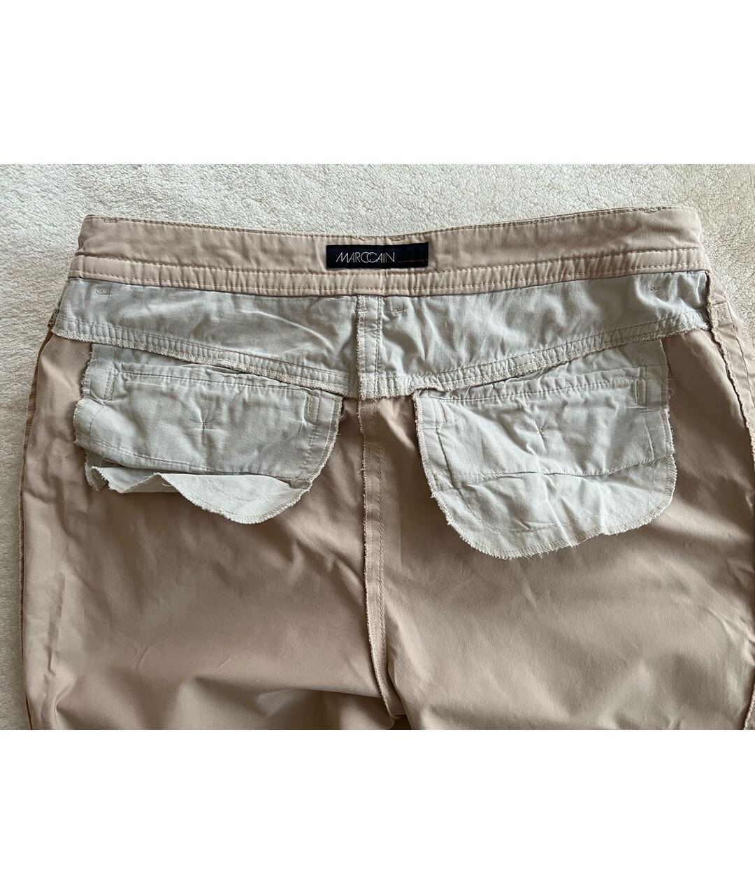MARC CAIN Бежевые хлопко-эластановые брюки узкие, фото 4