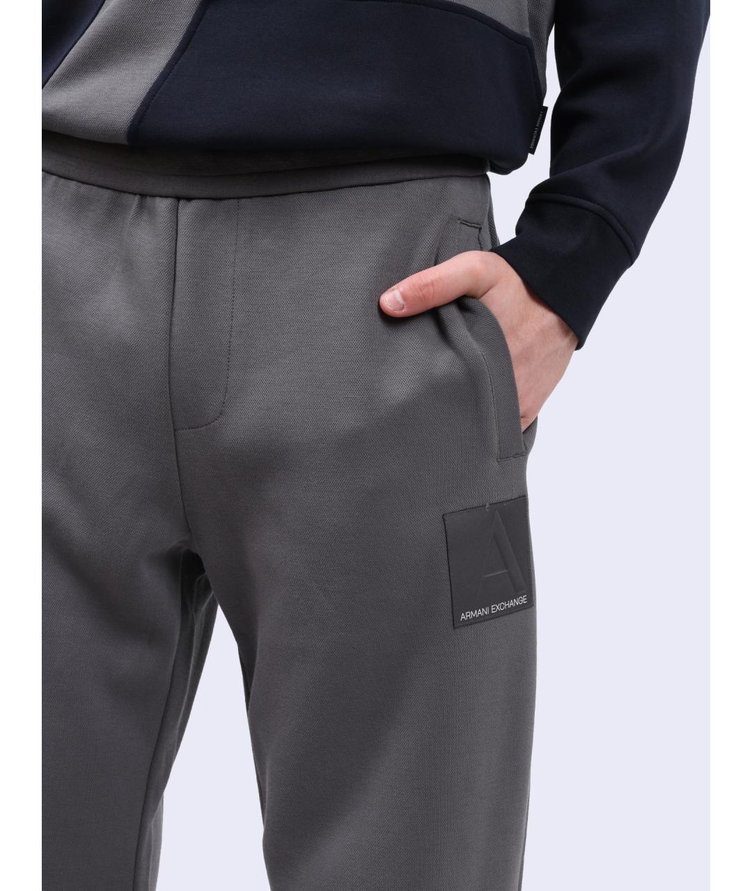 ARMANI EXCHANGE Серые хлопковые повседневные брюки, фото 4