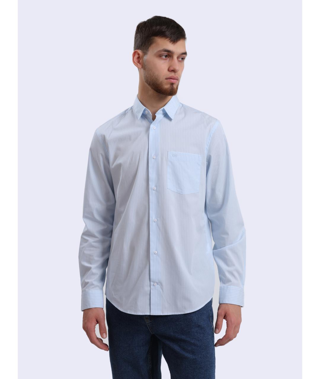 CALVIN KLEIN Голубая хлопковая классическая рубашка, фото 2