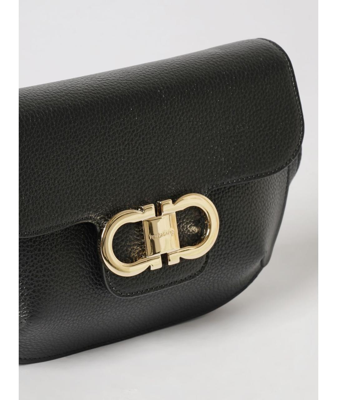 FERRAGAMO Черная кожаная сумка через плечо, фото 4
