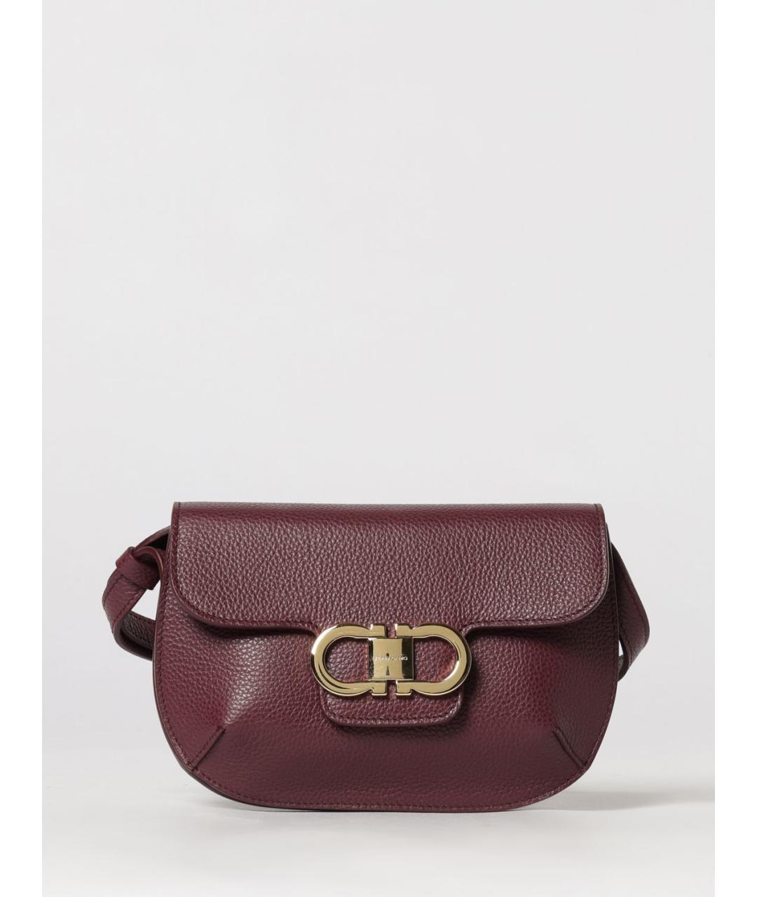 FERRAGAMO Бордовая кожаная сумка через плечо, фото 6