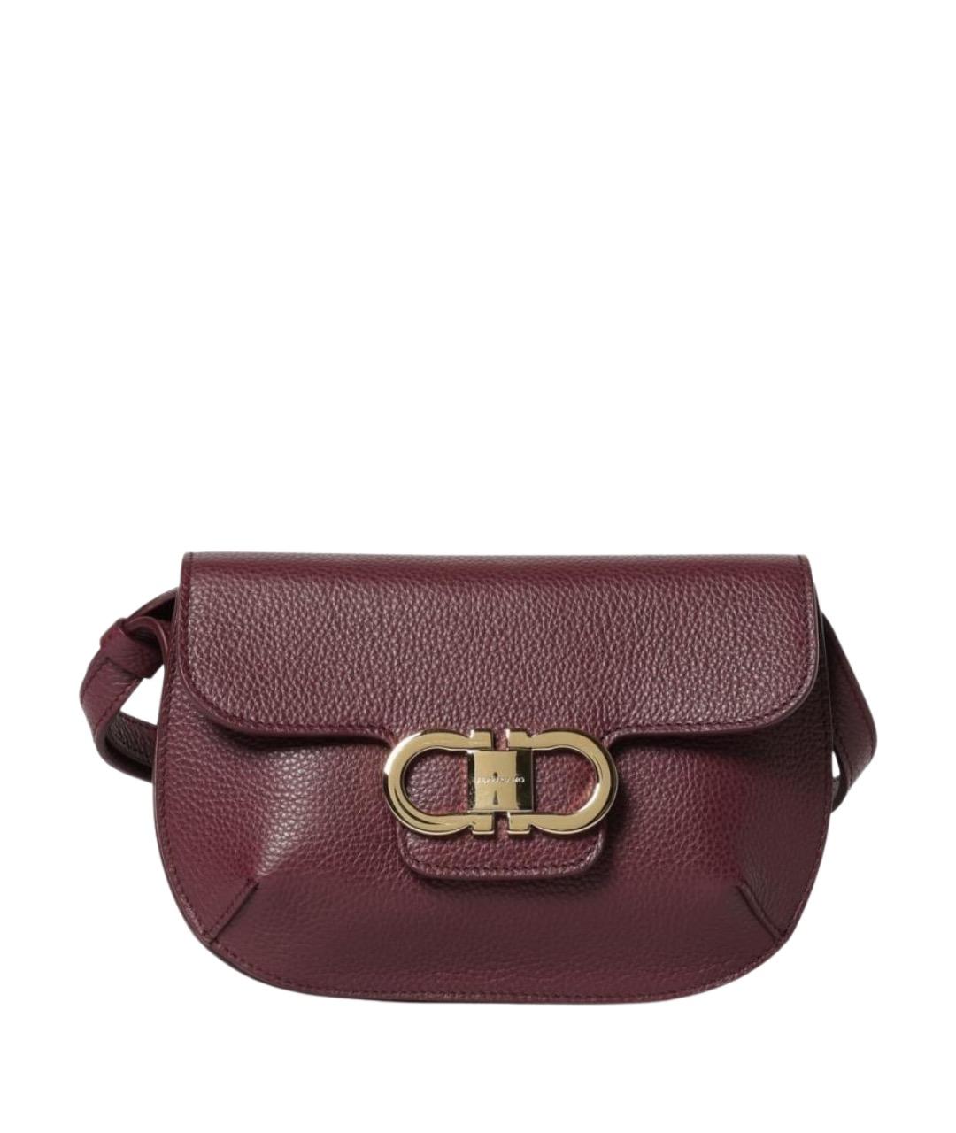 FERRAGAMO Бордовая кожаная сумка через плечо, фото 1